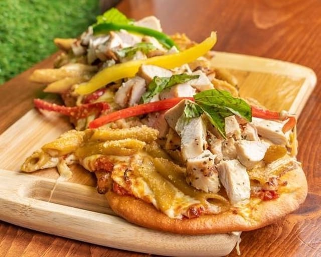 Rasta Pasta with Protein Flatbread.