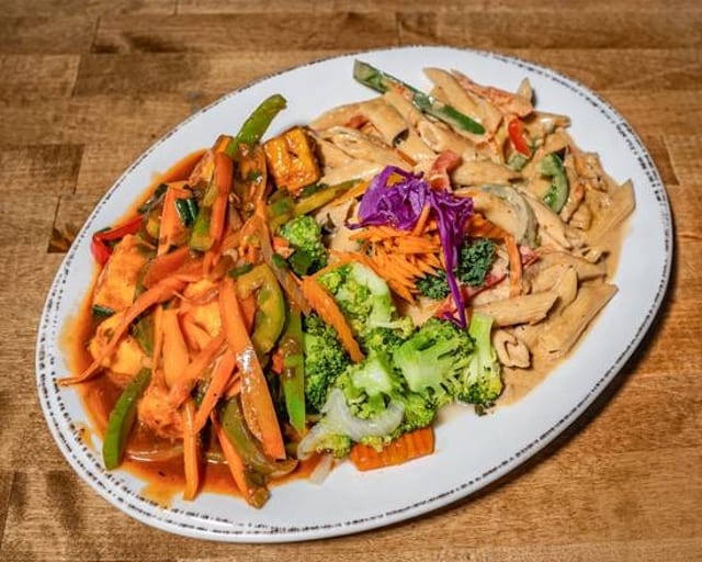Rasta Pasta with Tofu & Veggies.